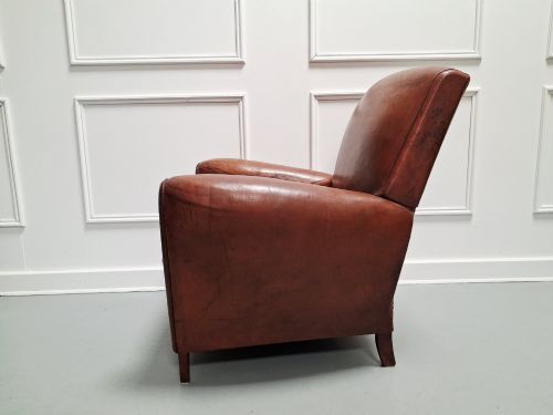 BEAUTIFUL 1930S FRENCH LEATHER CLUB CHAIR - ADDITIONAL PHOTO 2