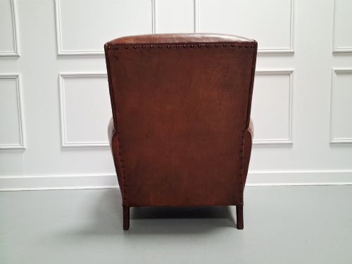 BEAUTIFUL 1930S FRENCH LEATHER CLUB CHAIR - ADDITIONAL PHOTO 3