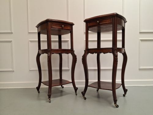 PAIR OF TALL END TABLES OR BEDSIDES C1890 - ADDITIONAL PHOTO 1