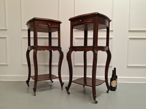 PAIR OF TALL END TABLES OR BEDSIDES C1890 - ADDITIONAL PHOTO 2