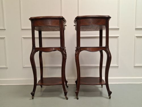 PAIR OF TALL END TABLES OR BEDSIDES C1890 - ADDITIONAL PHOTO 3