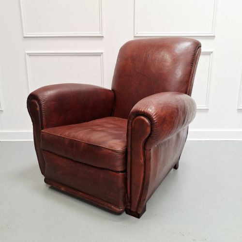 Smart French Leather Clubchair C1930