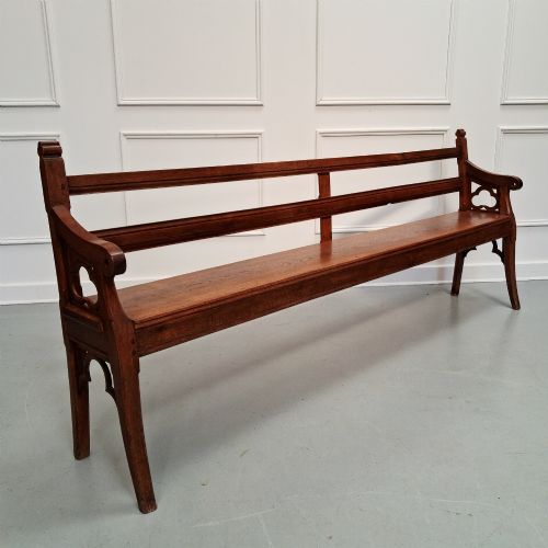 Rare Long Antique Oak Gallery Bench