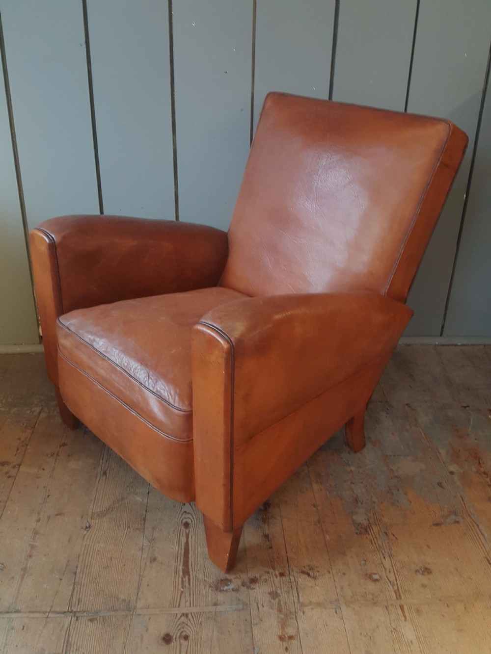 French Antique Leather Club Chair