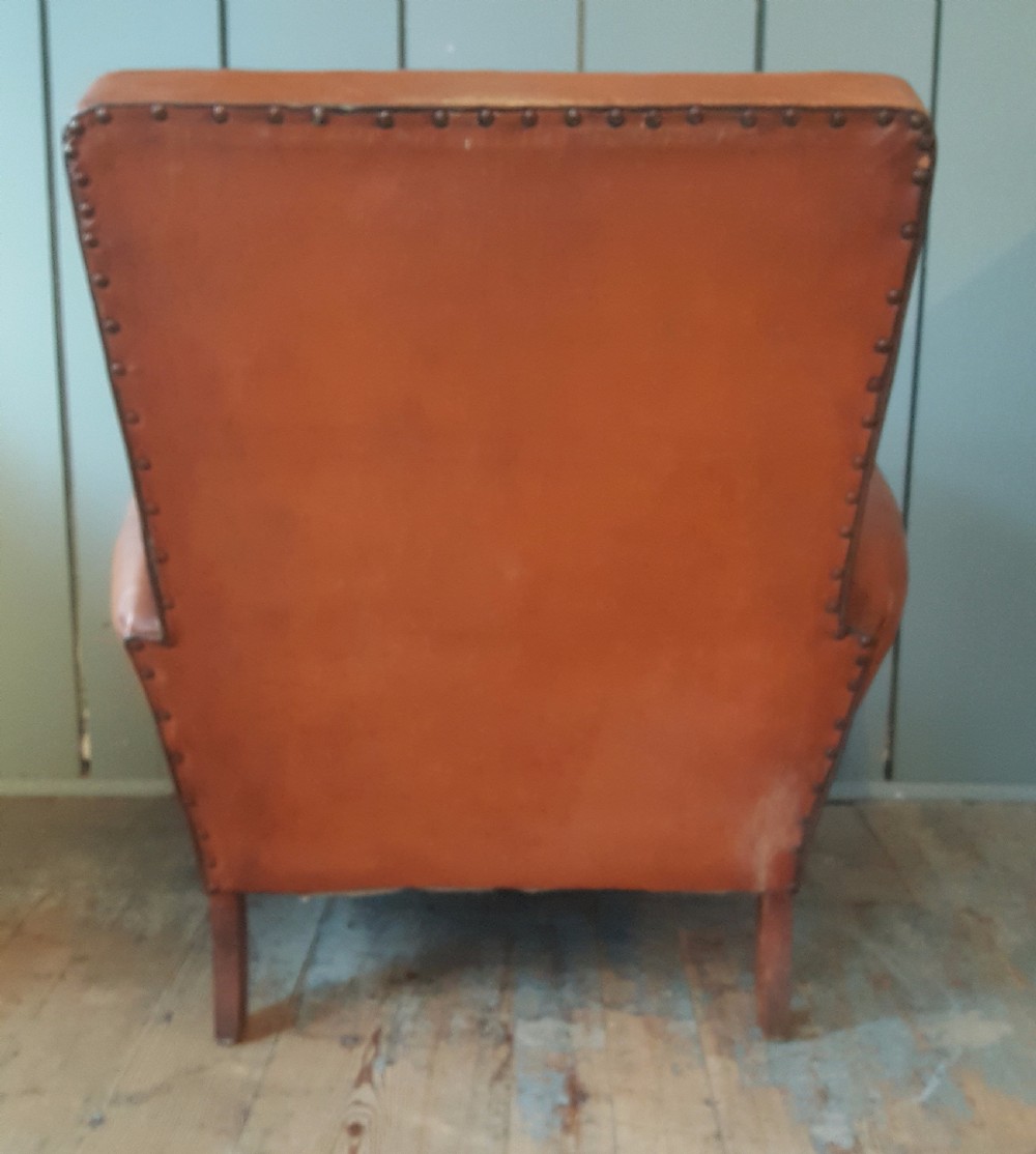 French Antique Leather Club Chair View III