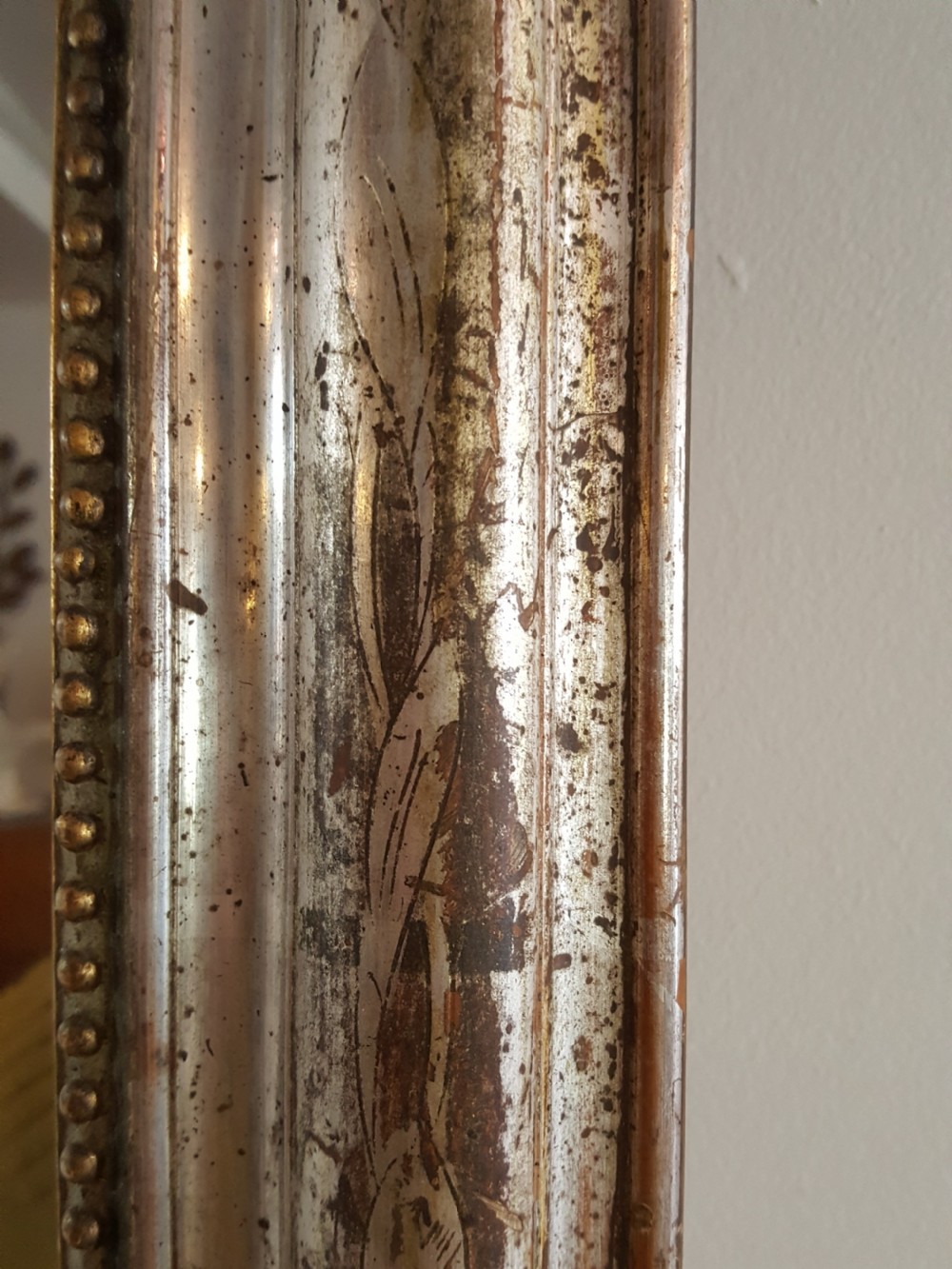 Antique French Silver Gilded Mirror C1880 View II