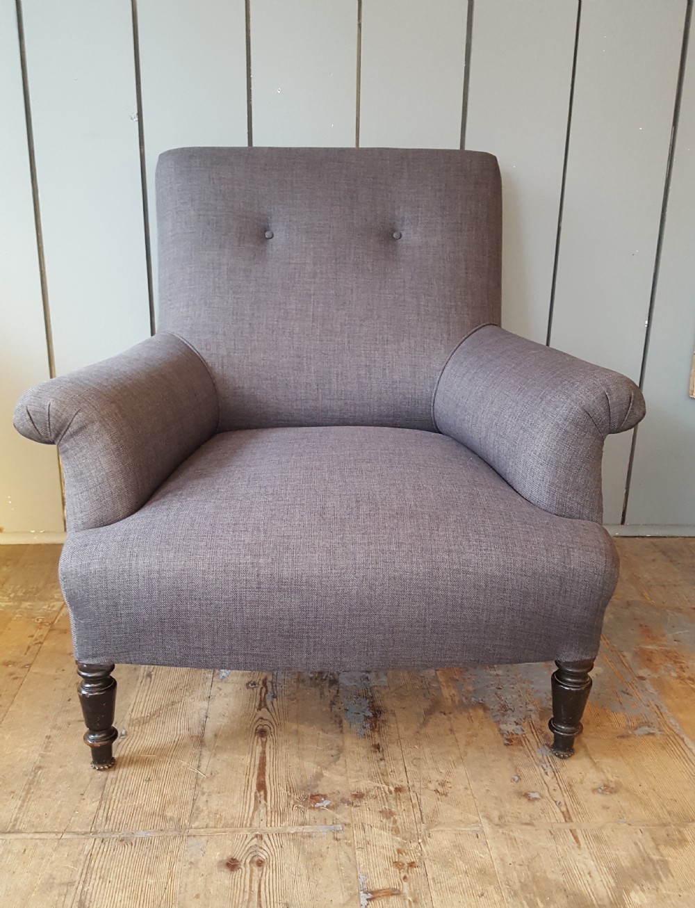 French Charcoal Grey Armchair C1910