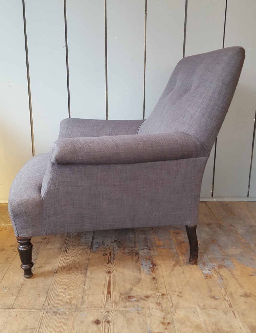 French Charcoal Grey Armchair C1910 View II