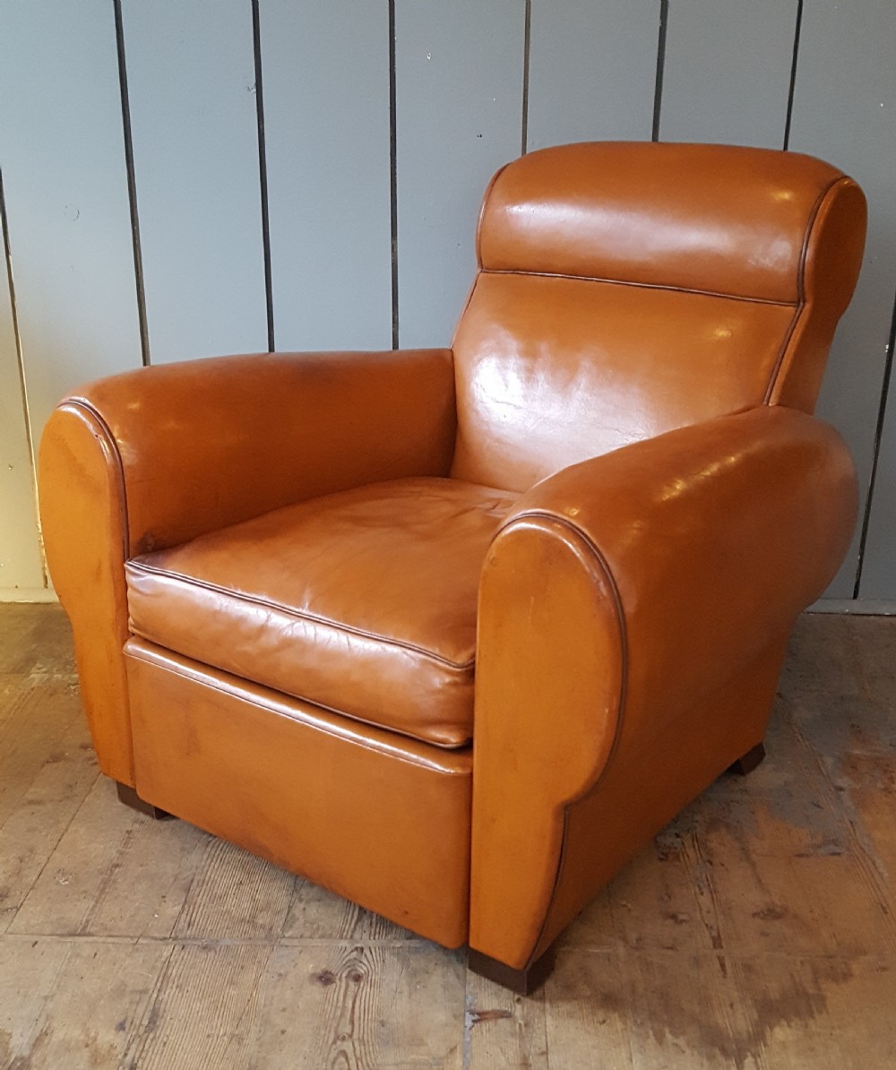 Antique French Leather Armchair View II
