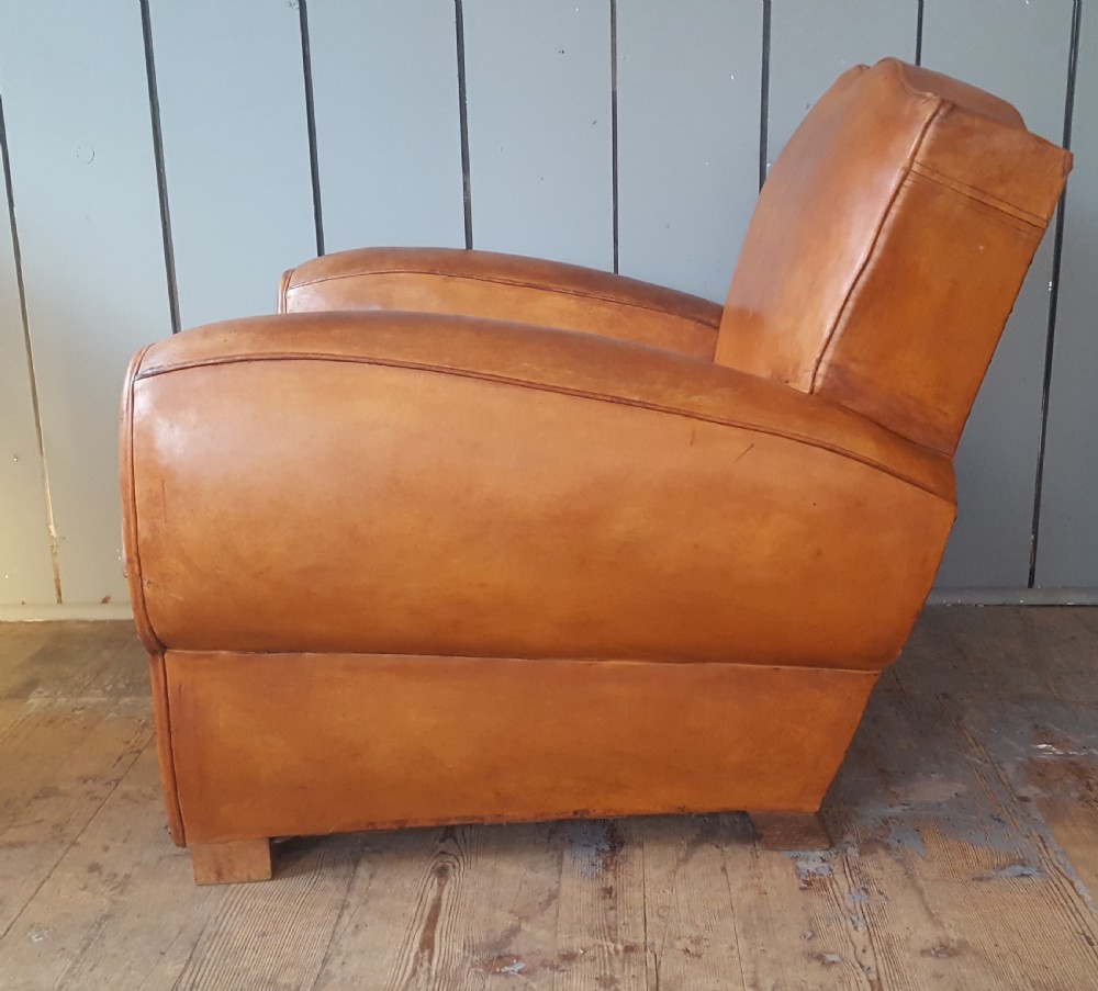 Antique French Leather Club Chair View II