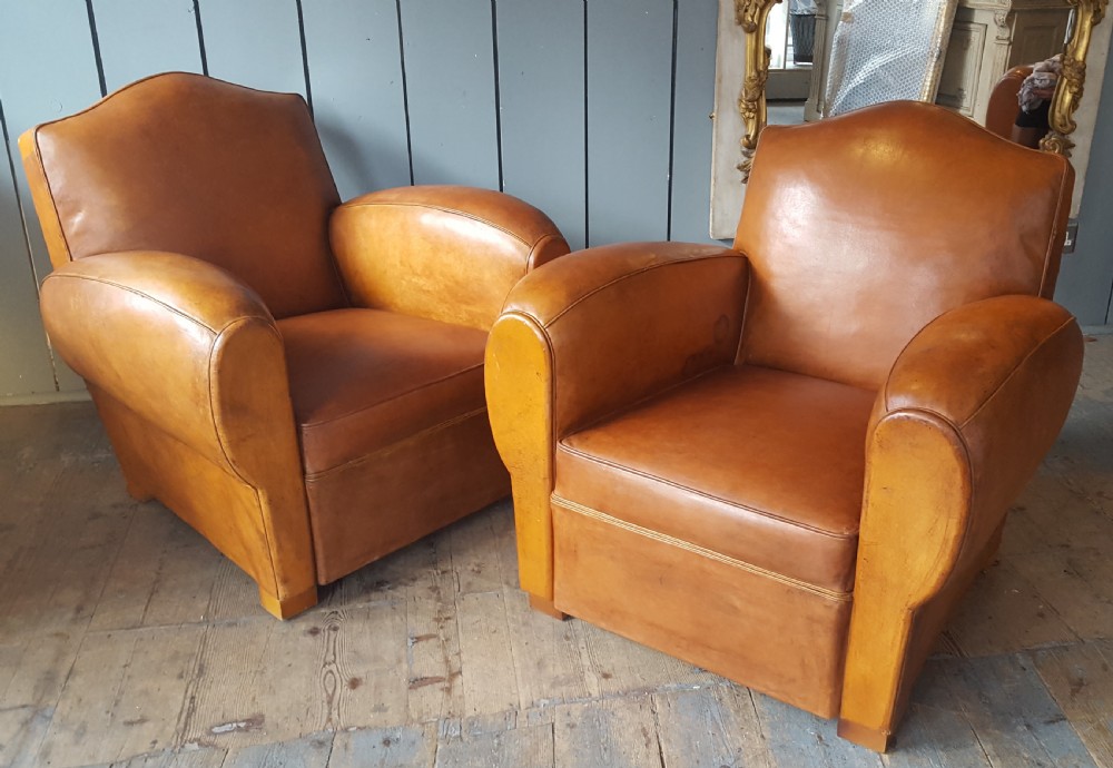 Pair of French Leather Armchairs C1920