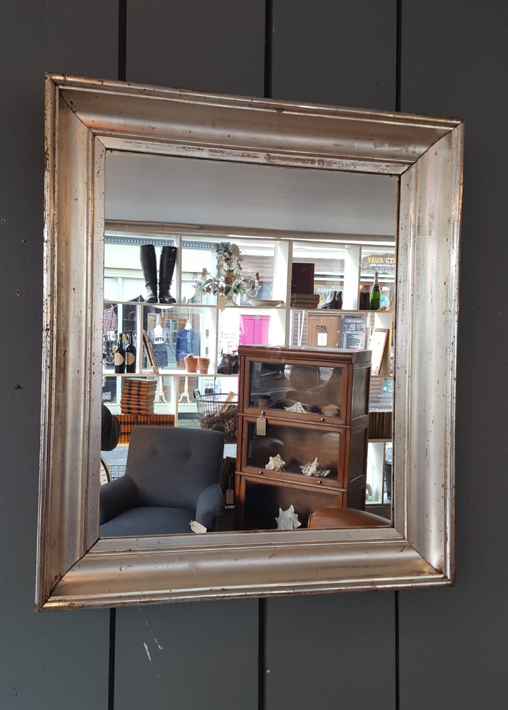 Antique French Silver Gilded Mirror