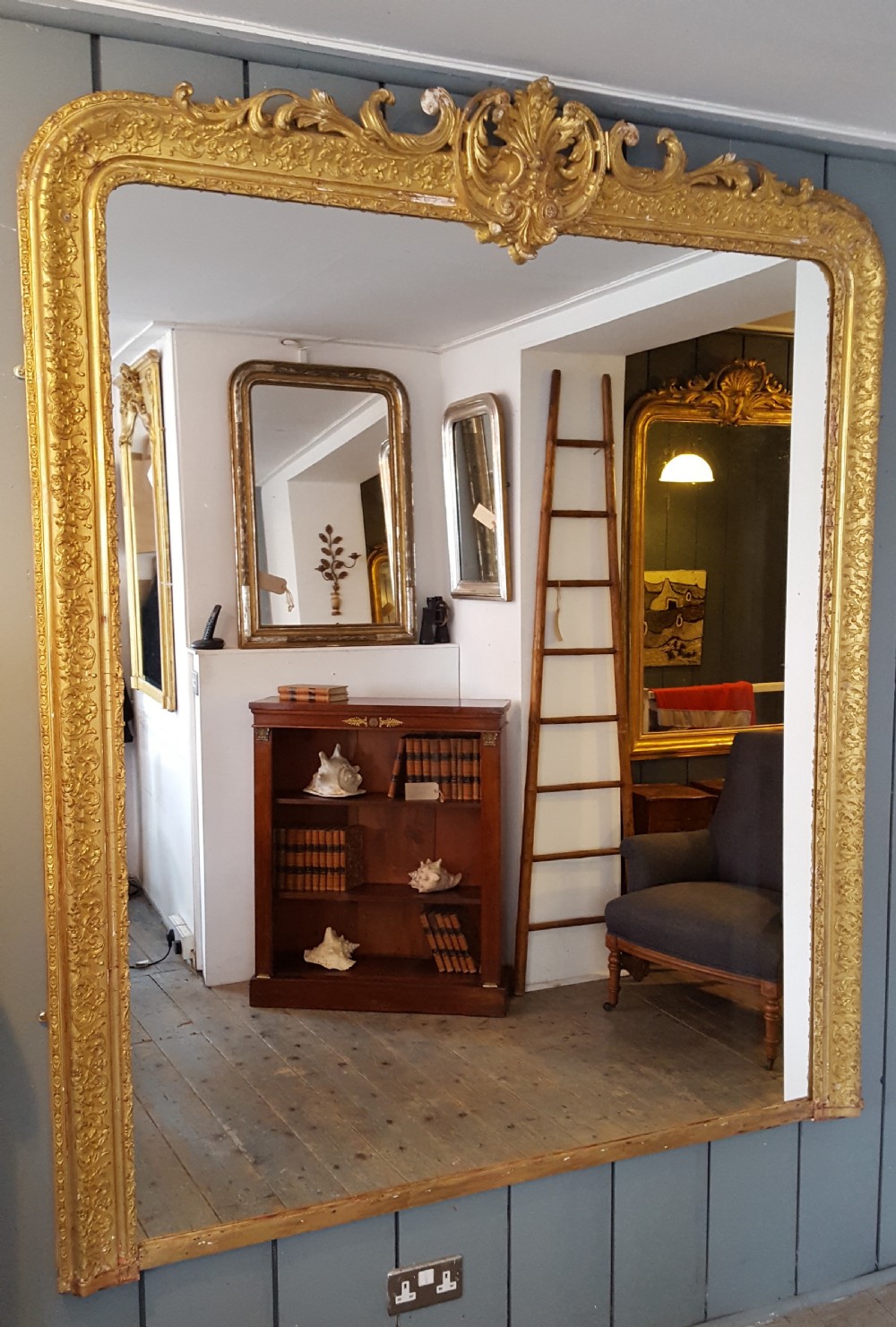 Antique Large French Gilded Mirror