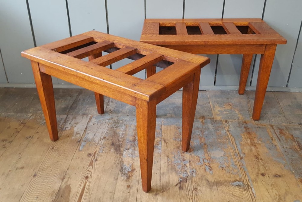 Rare Pair of Oak Luggage Racks James Shoolbred C1900