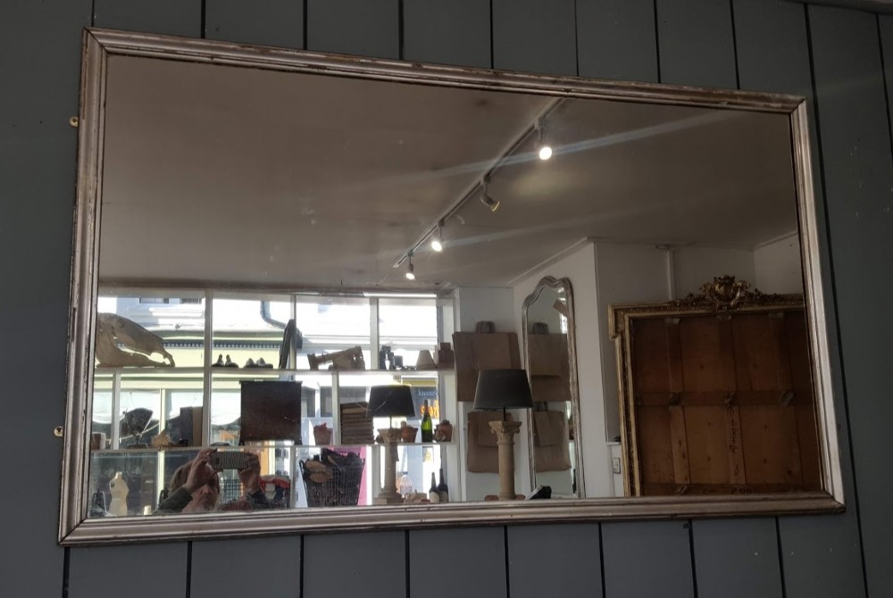 Beautiful French Large Silver Gilded Bistro Mirror C1880
