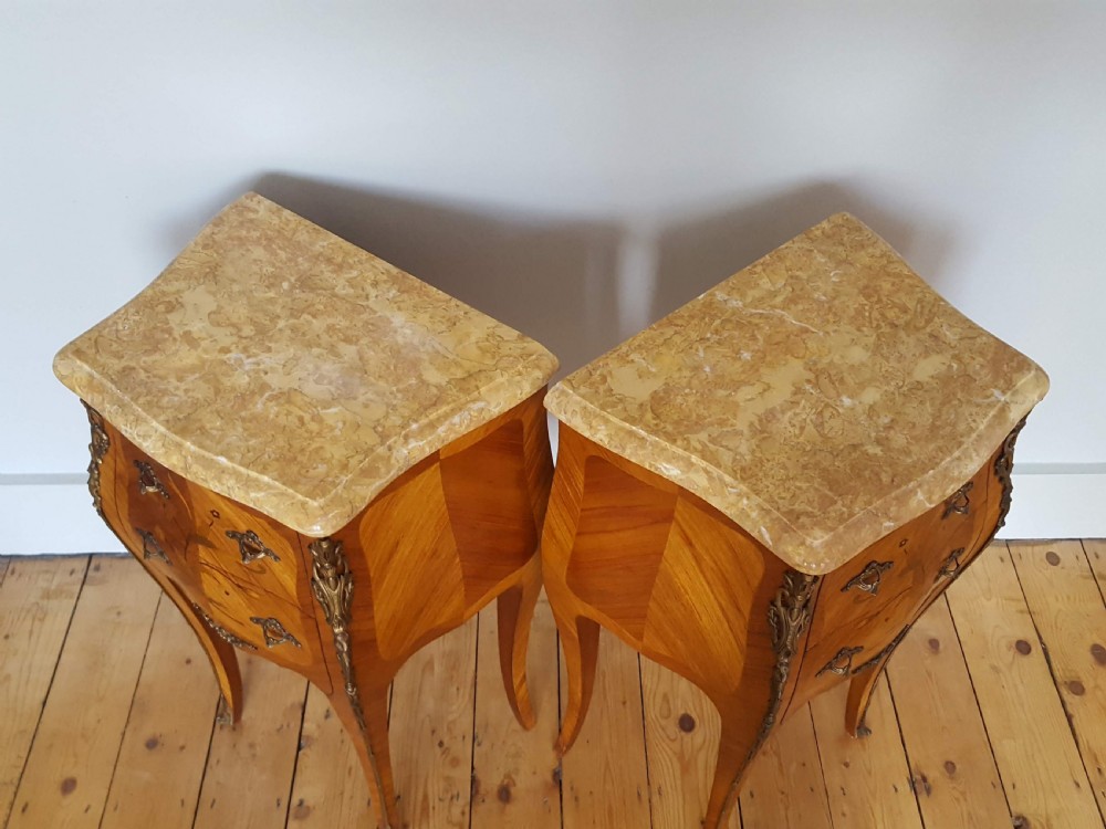 Kingwood Marquetry Bedside Tables C1930 View V