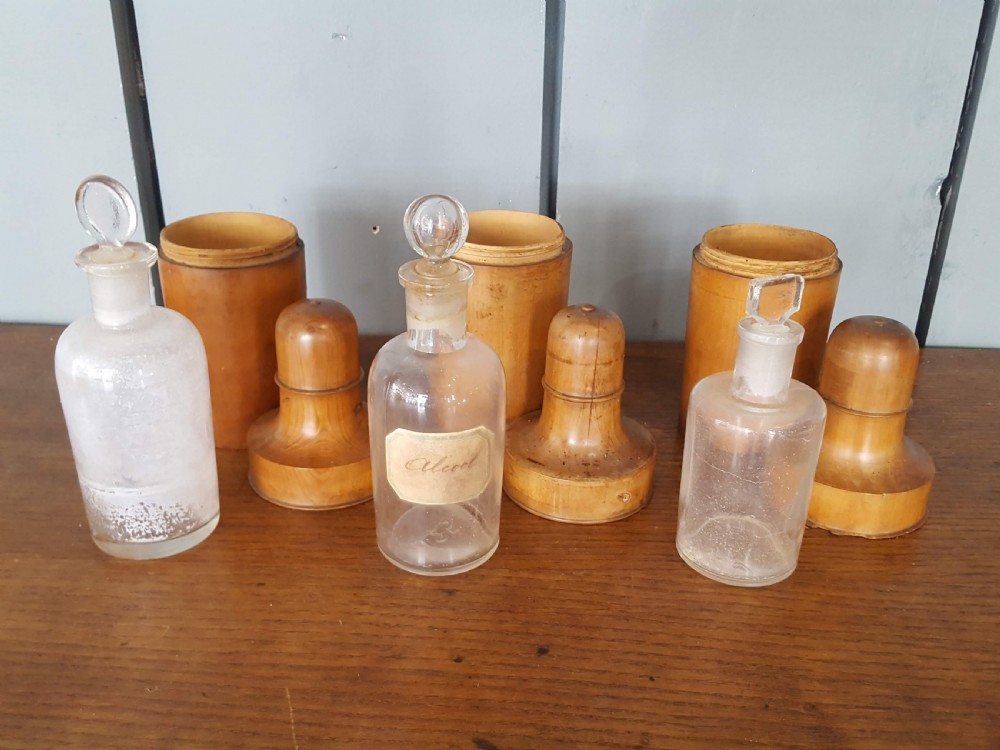 Antique Box Wood Bottle Holders