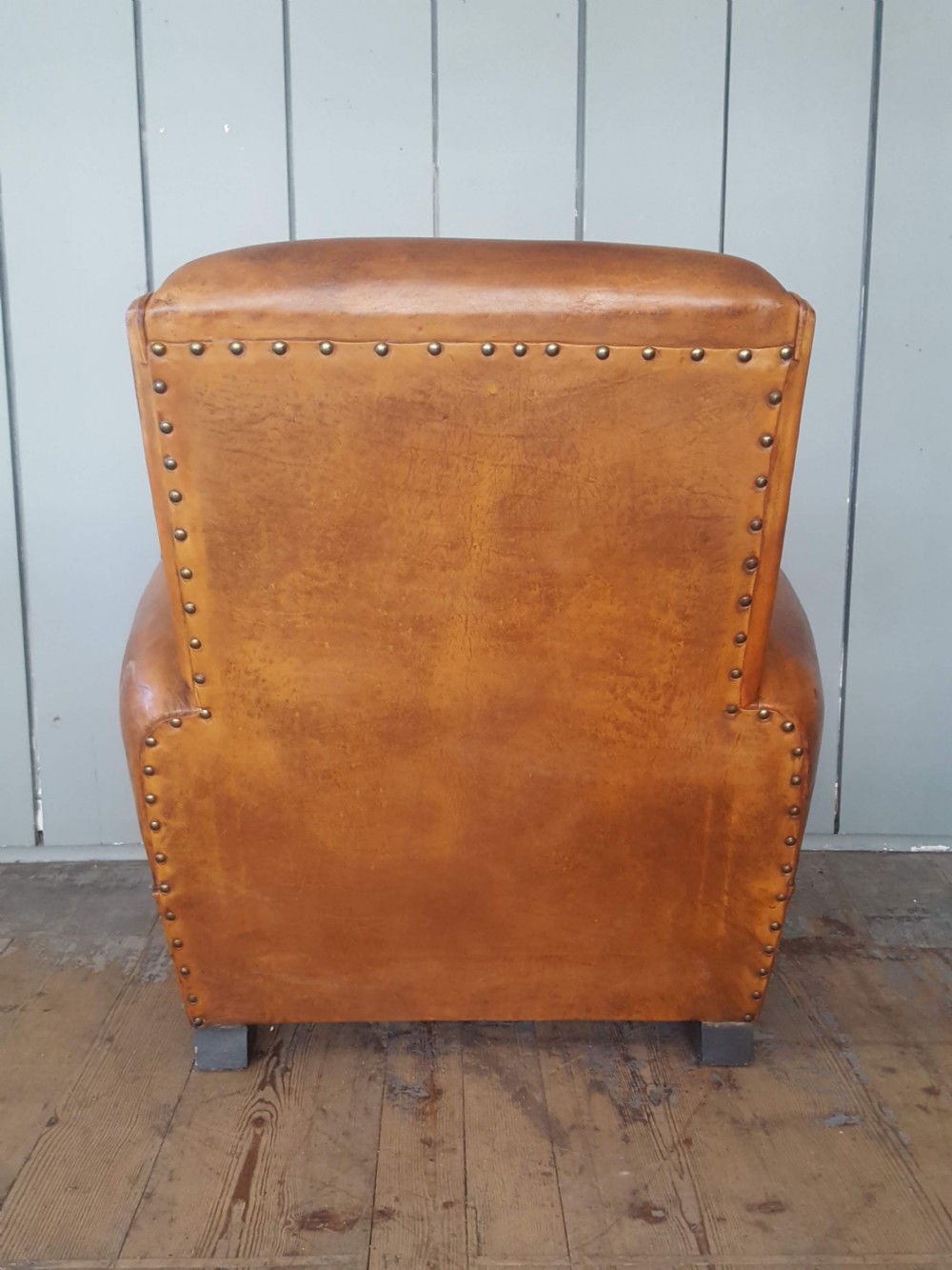 French Leather Button Back Armchair 1930 View II