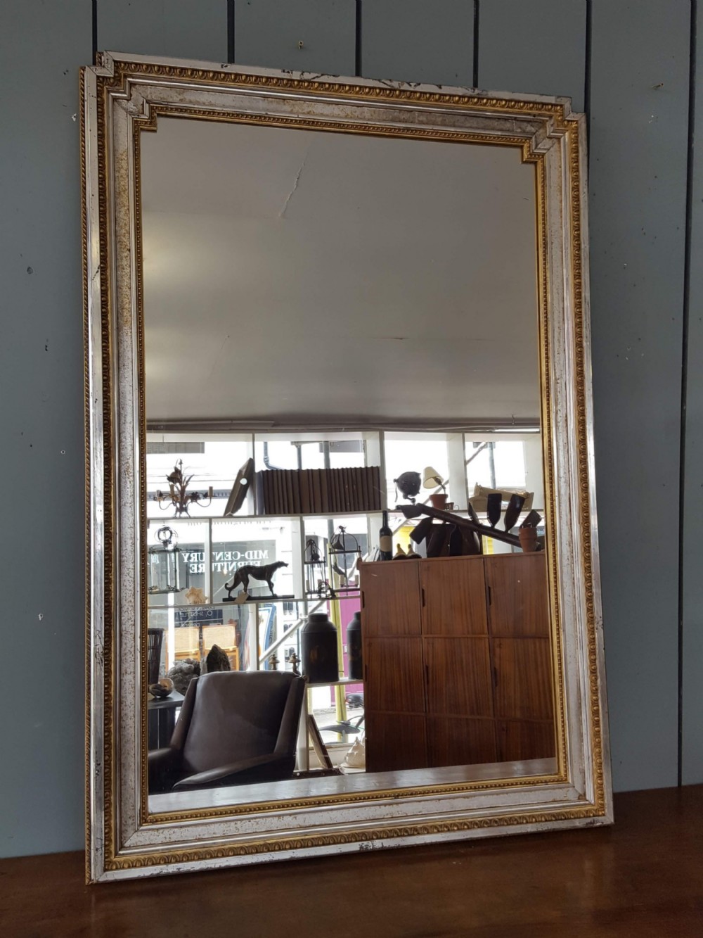 Large Unusual French Silver Mirror C1880