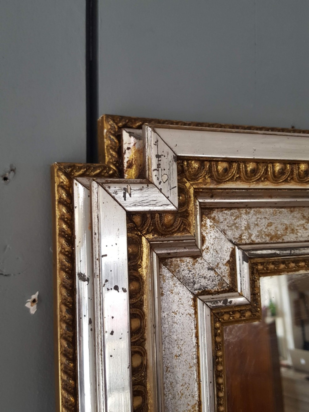 Large Unusual French Silver Mirror C1880 View III