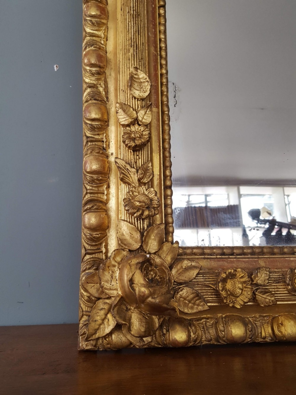 Beautiful French Rose Gilded Mirror C1850 View II