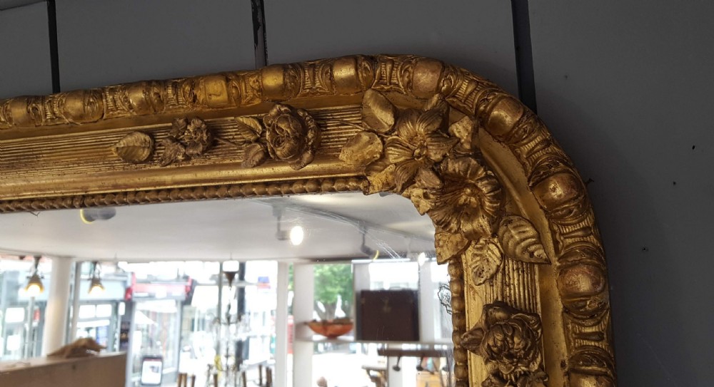 Beautiful French Rose Gilded Mirror C1850 View III
