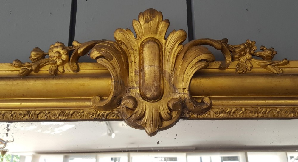 Wide Antique French Gilded Mirror C1860 View III