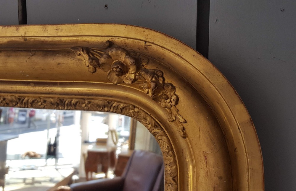 Wide Antique French Gilded Mirror C1860 View IV