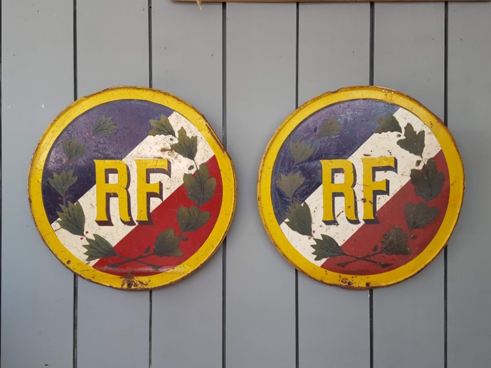 Vintage Republic of France Enamel Signs C1930