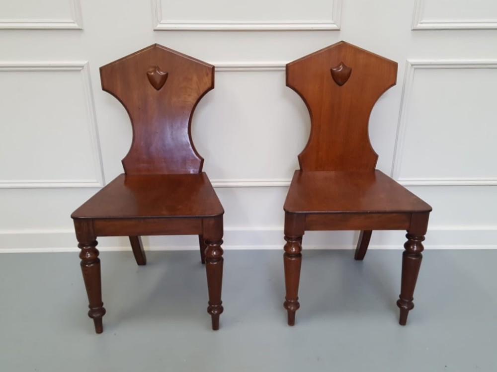 Pair of Mahogany Hall Chairs C1850