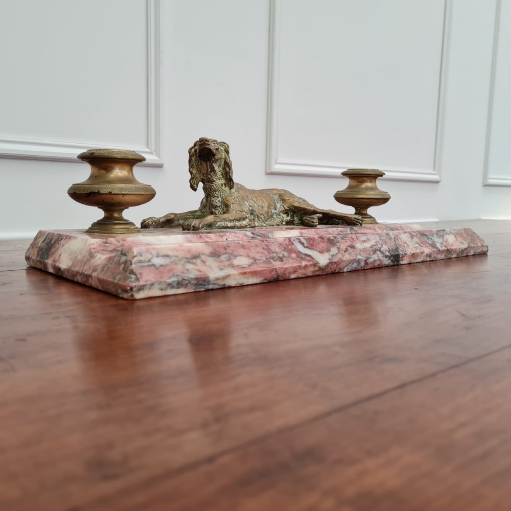 Pretty French Dog Inkstand C1900 