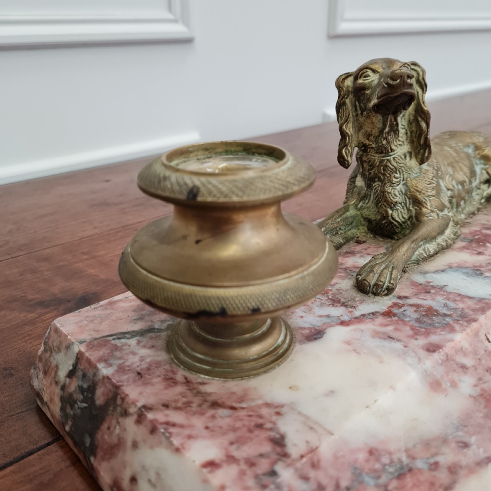 Pretty French Dog Inkstand C1900  View III