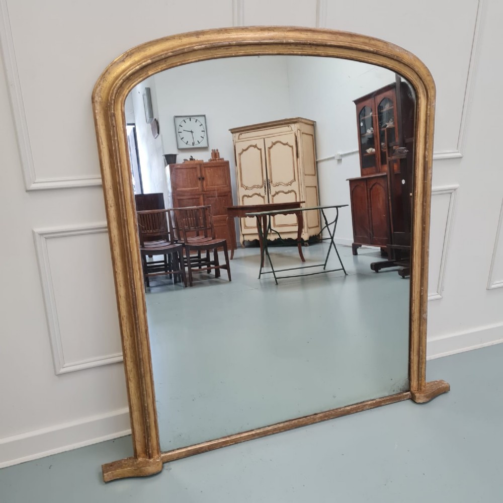 Large Antique English Overmantle Mirror C 1870