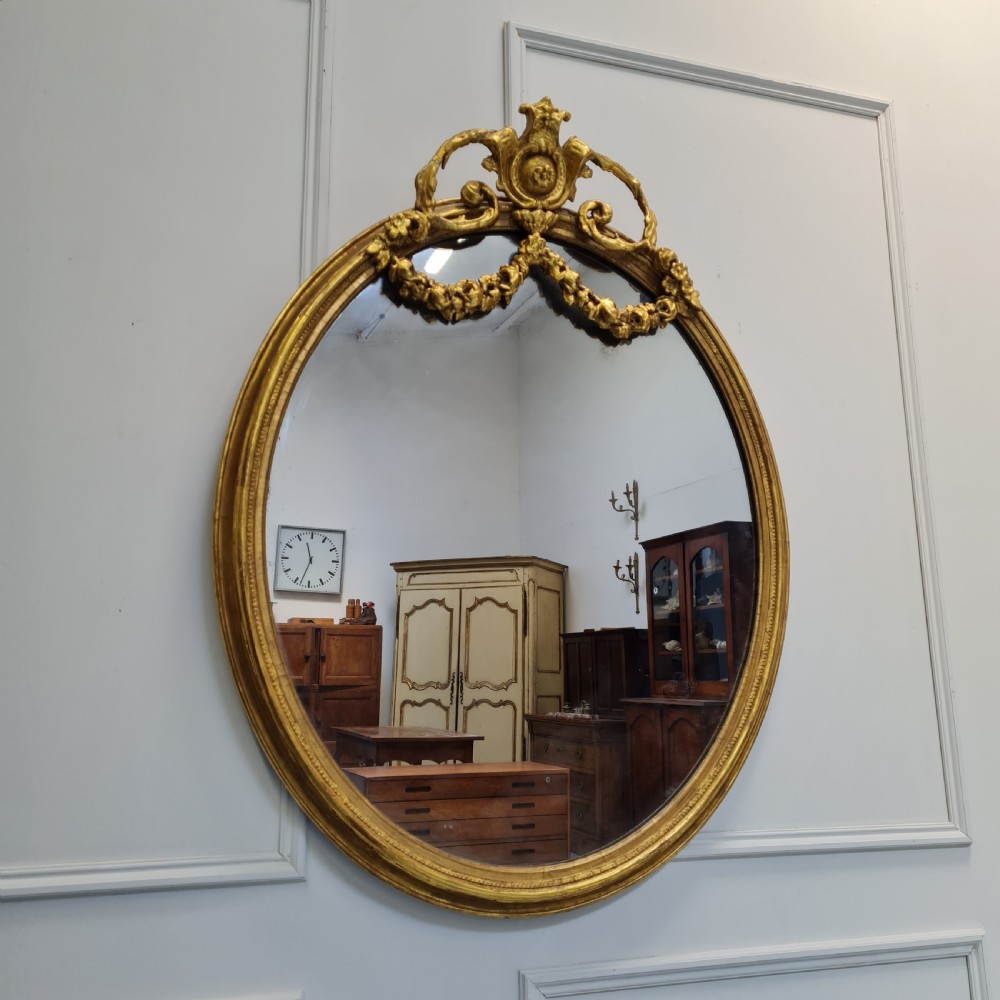Antique Gilded Oval Mirror c1870