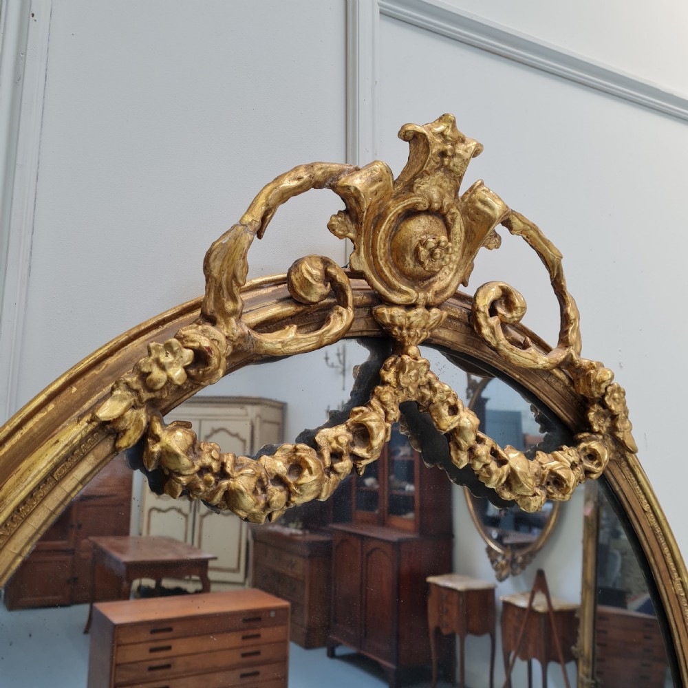 Antique Gilded Oval Mirror c1870 View II