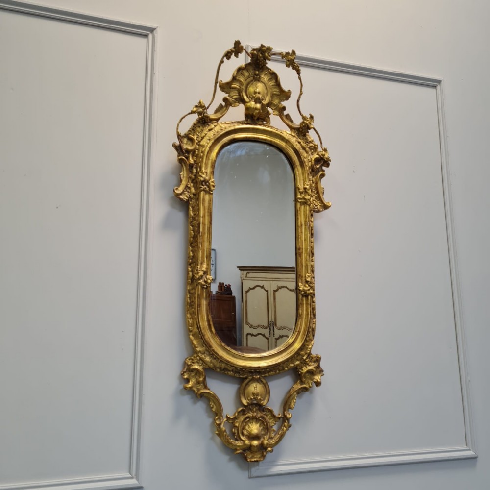 Unusual Antique Gilded Mirror c1870