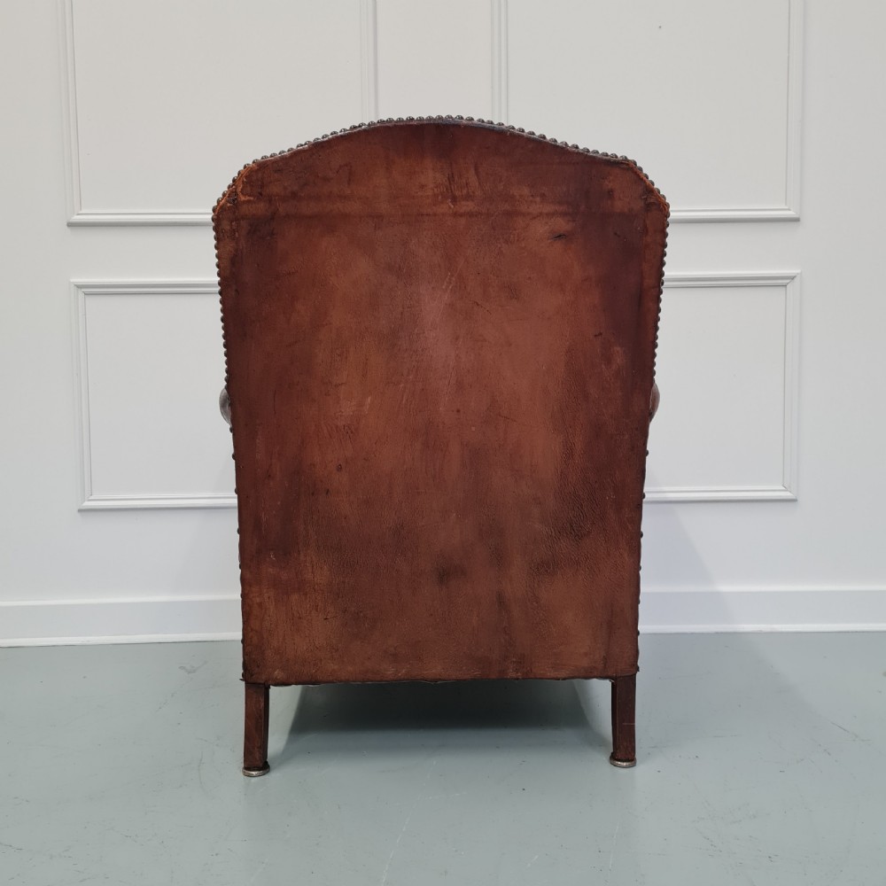 Antique Small Leather Library Chair View III