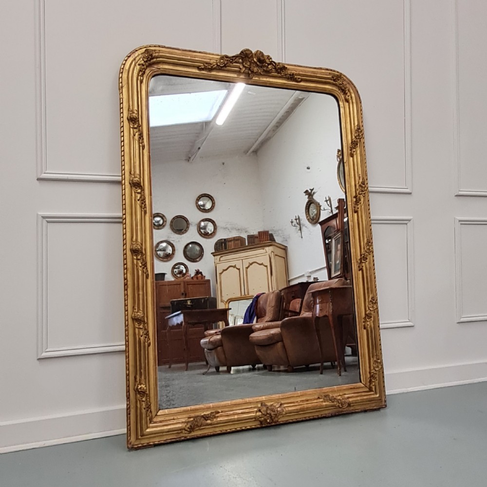 Antique French Gilded Flower Mirror