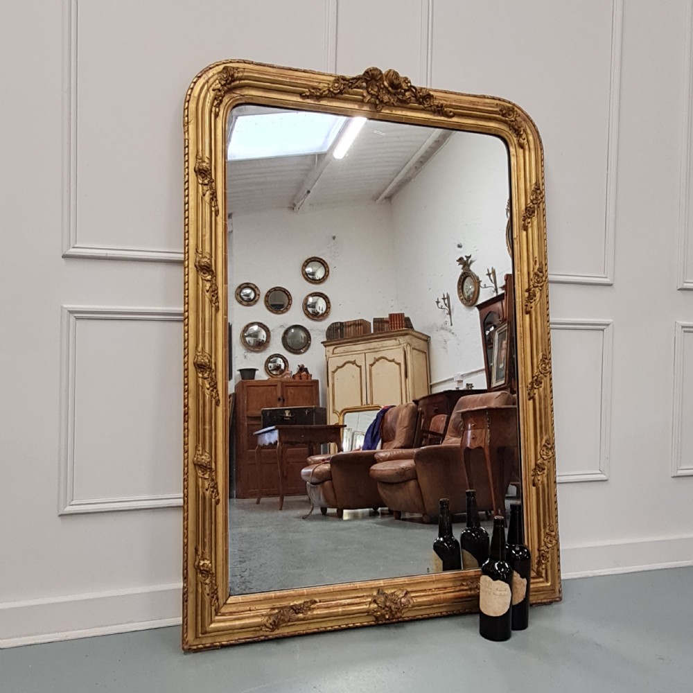 Antique French Gilded Flower Mirror View II