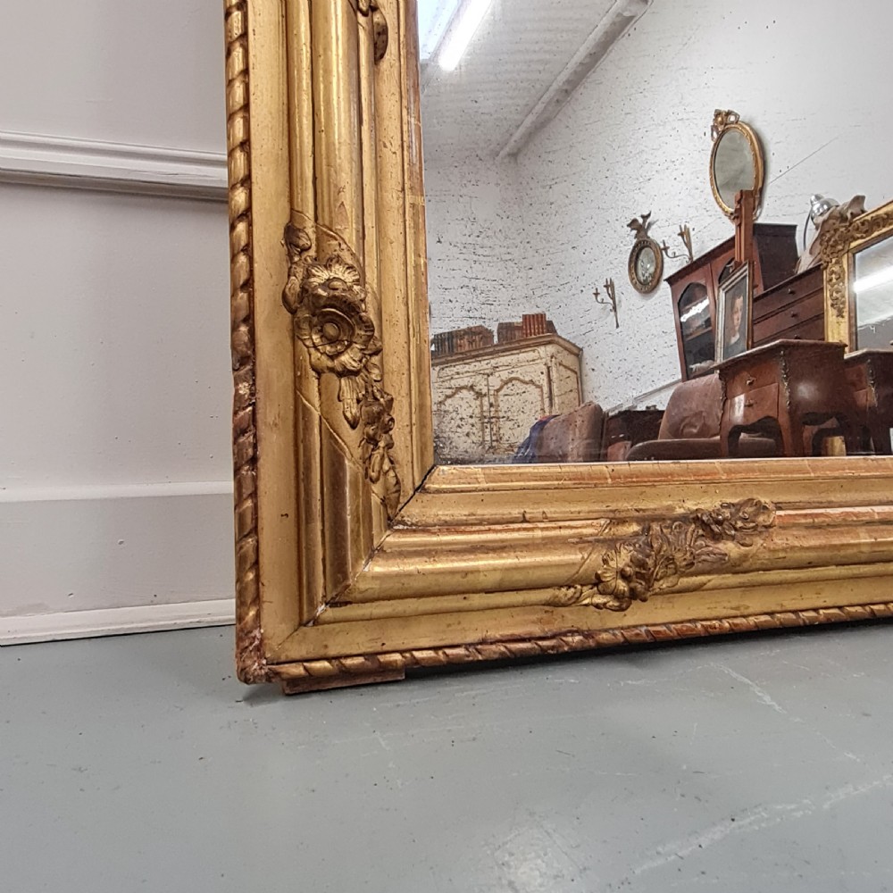 Antique French Gilded Flower Mirror View III