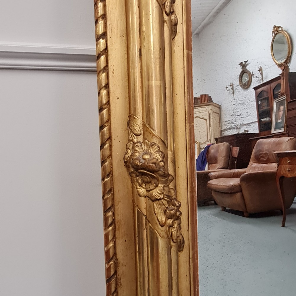 Antique French Gilded Flower Mirror View IV