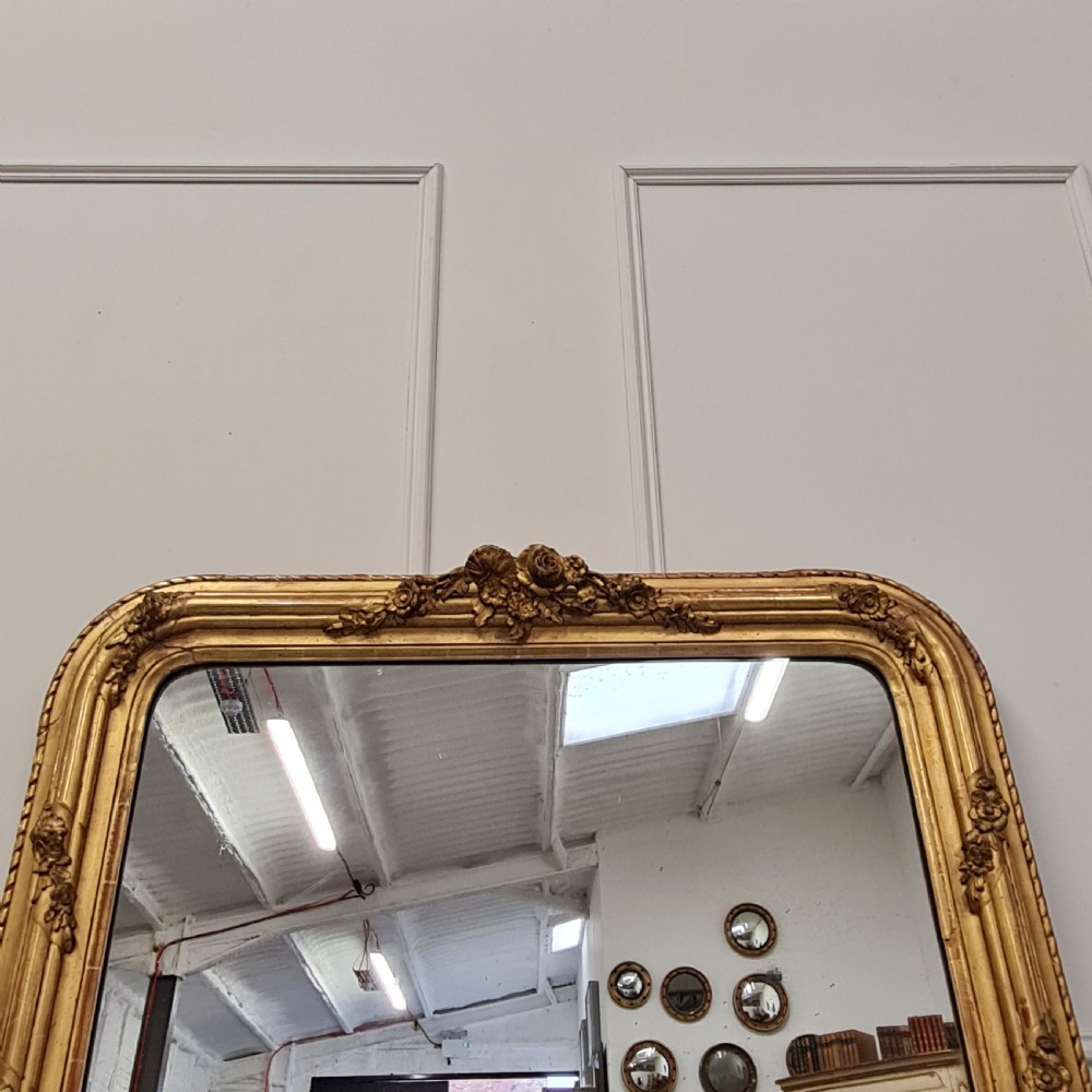 Antique French Gilded Flower Mirror View V
