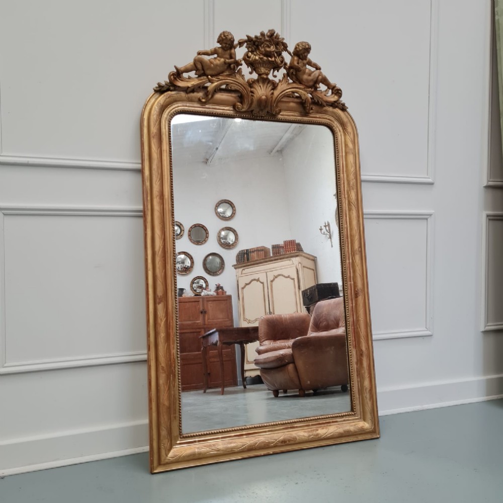 Antique French Gilded Cherub Mirror C1870