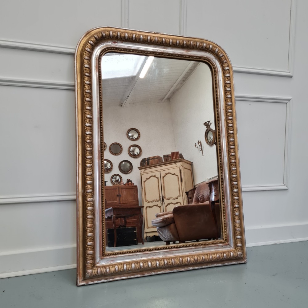 Antique French Gold and Silver Gilded Mirror