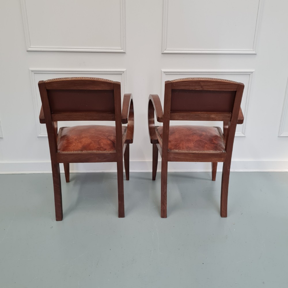 Pair of Leather Bridge Desk Chairs c1930 View V