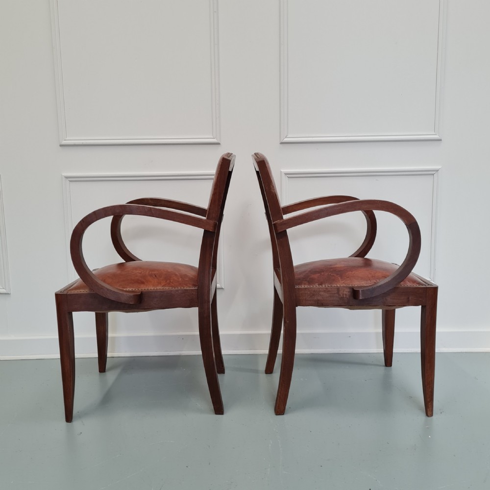 Pair of Leather Bridge Desk Chairs c1930 View VI