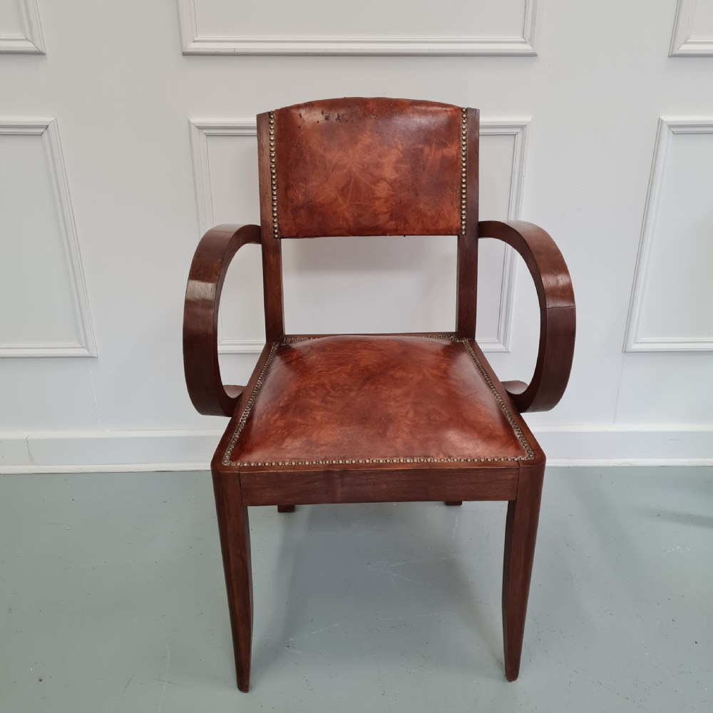 Pair of Leather Bridge Desk Chairs c1930 View VII