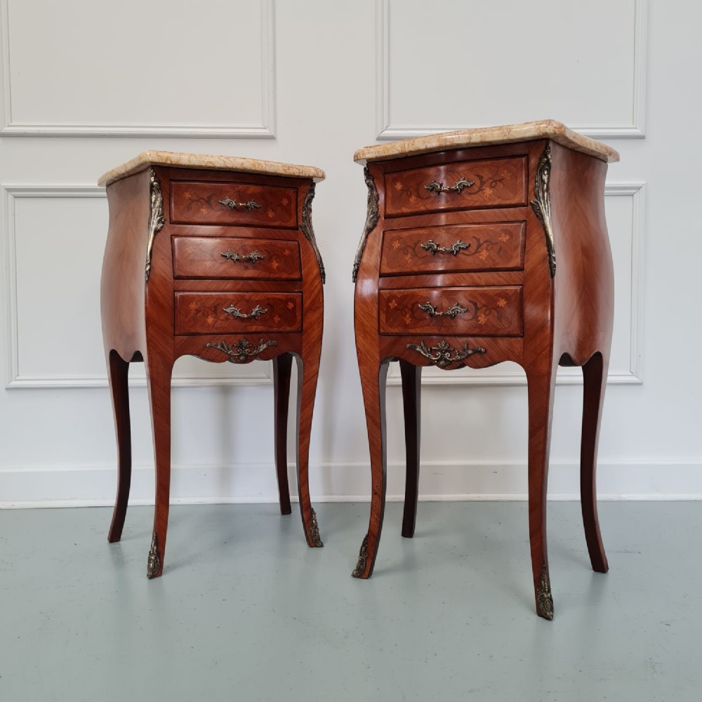 French Bedside Marquetry Cabinets C1930