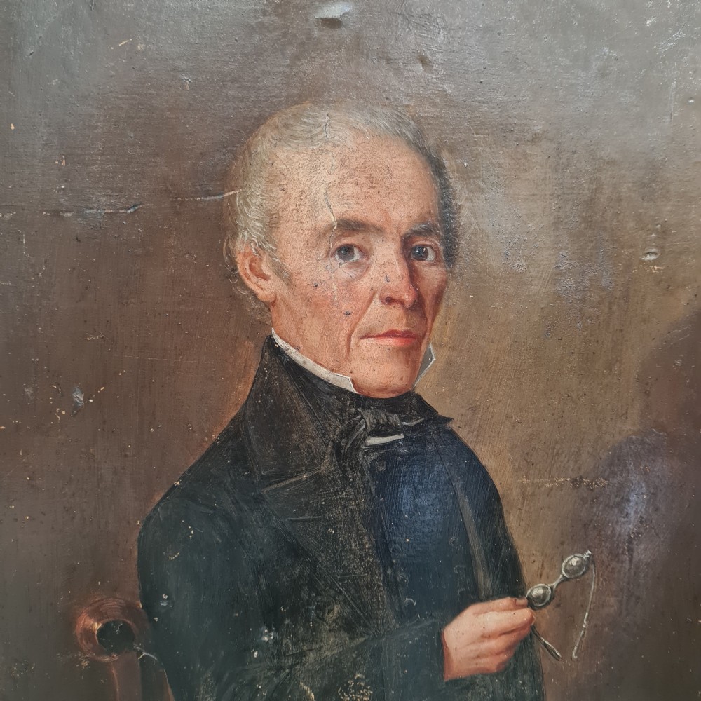 Naive French Oil Portrait 1858