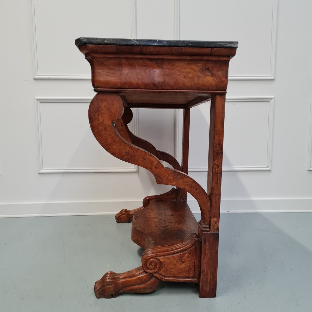 Rare Burr Pollard Oak Console Table C1820  View III